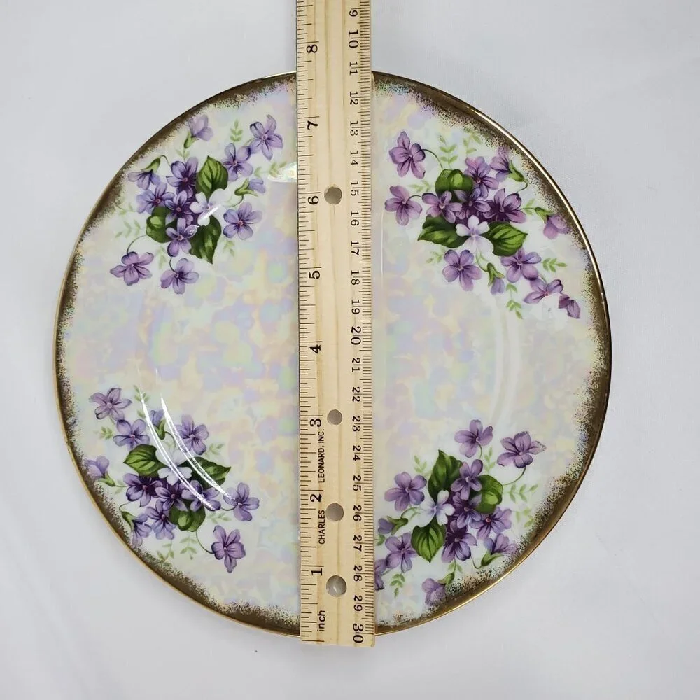 Ucagco Japan February Violet Flower Lusterware Plate 7.5